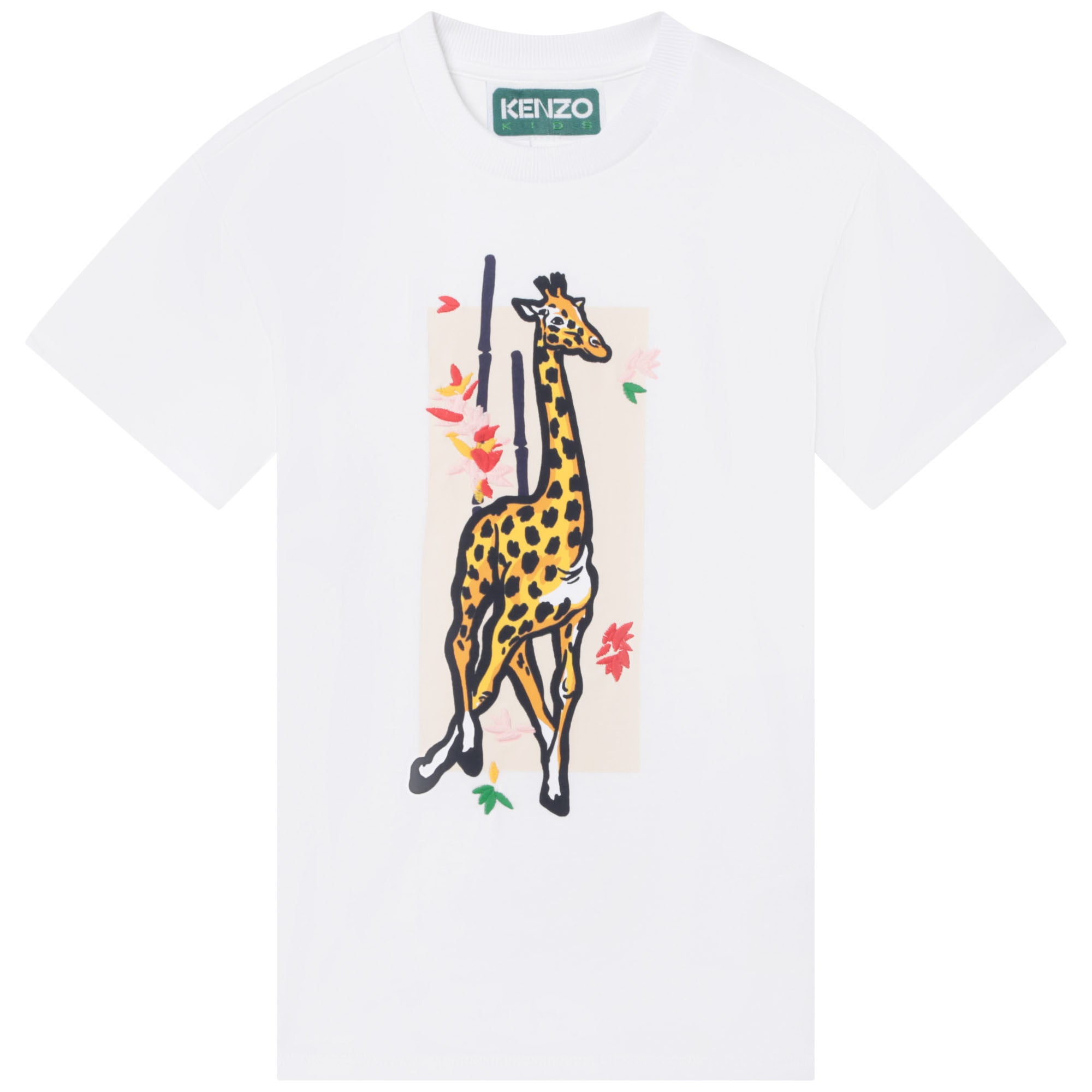Kenzo White T-Shirt Dress for Girls with giraffe print