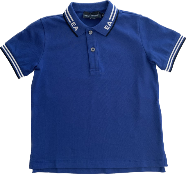 Emporio Armani Blue Polo Shirt Logo Collar