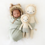 Cuddle and Kind Sawyer the lion blush hand-knitted doll 100% cotton, animal forest soft toy handmade with 13'' size