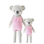 Cuddle and Kind Claire the koala blush hand-knitted doll 100% cotton, rabbit soft toy handmade wih sizes 20'' and 13''