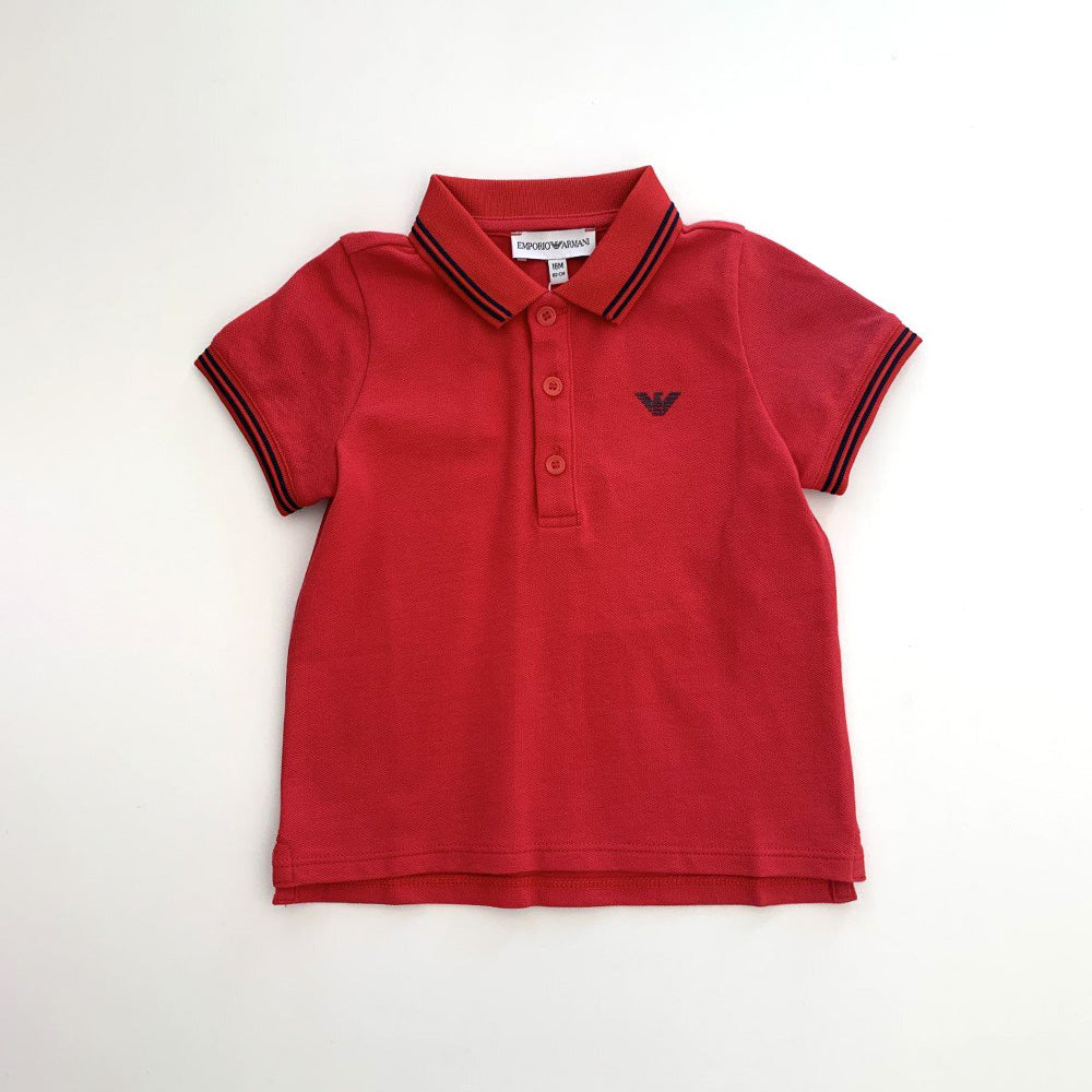 Emporio Armani Short Sleeve Polo Shirt in Red
