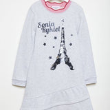 grey cotton sweater dress with eiffel tour & Sonia Rykiel logo on the front