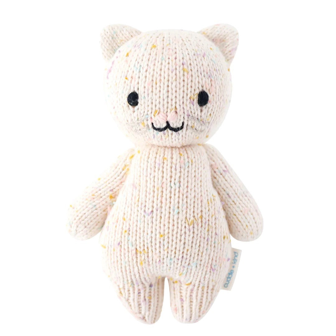 Cuddle and Kind baby collection kitten blush hand-knitted doll 100% cotton, soft toy handmade with 7'' height size