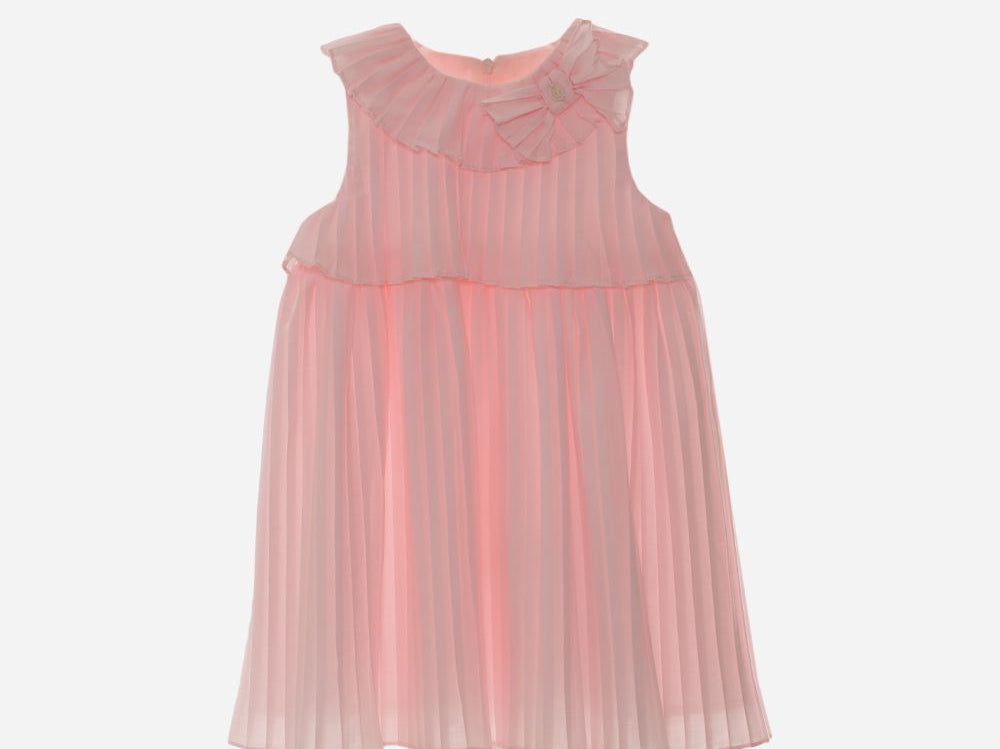 pleated tulle dress in pink sleeveless for girls