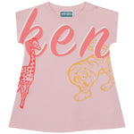 Short sleeves Kenzo dress in pink with round collar and snap buttons fastening