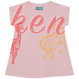 Short sleeves Kenzo dress in pink with round collar and snap buttons fastening