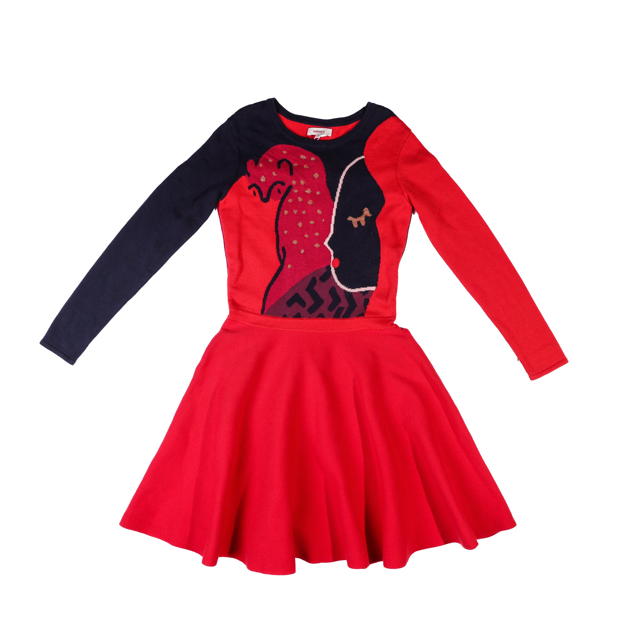red black lace high collar ballet dress for girls
