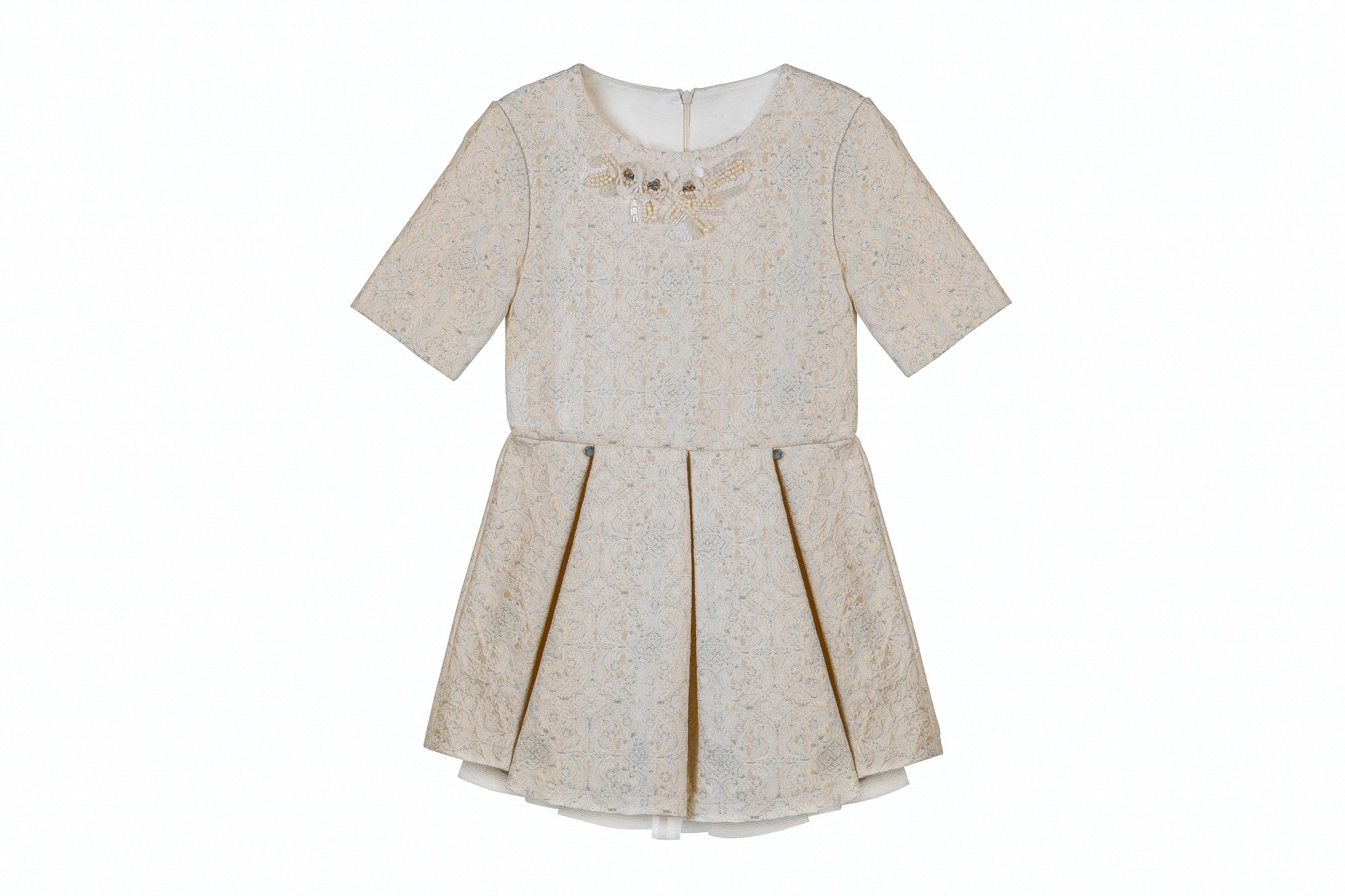 Purchase our Miss Grant Pleated Cream Mini Dress Online in Montreal