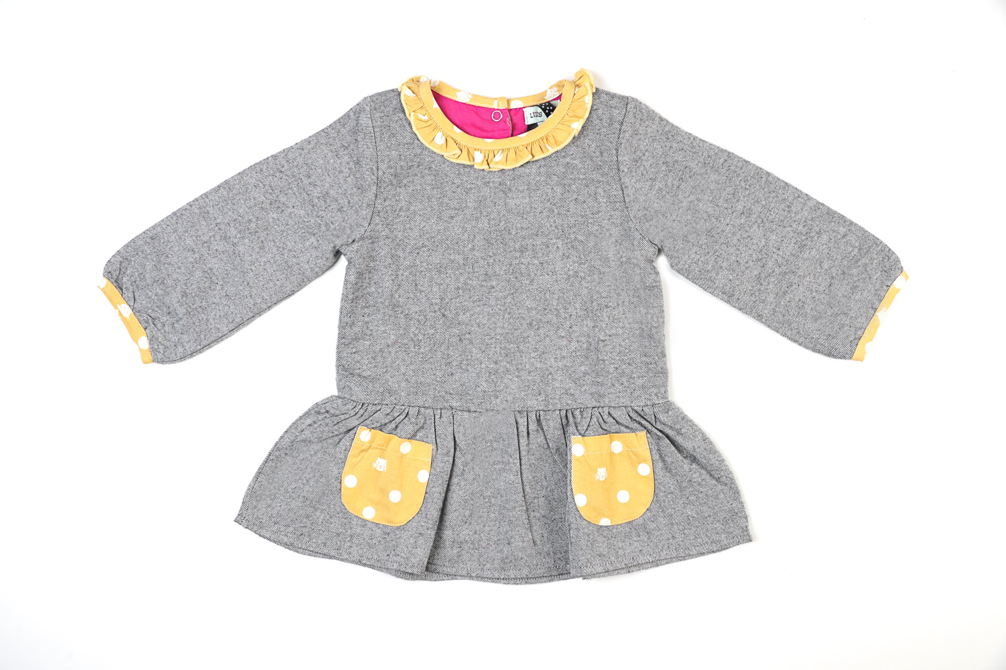 Lilly and Sid long sleeves organic cotton dress in grey
