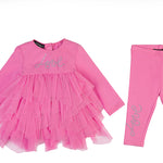 Baby girl pink tutu dress with cotton leggings