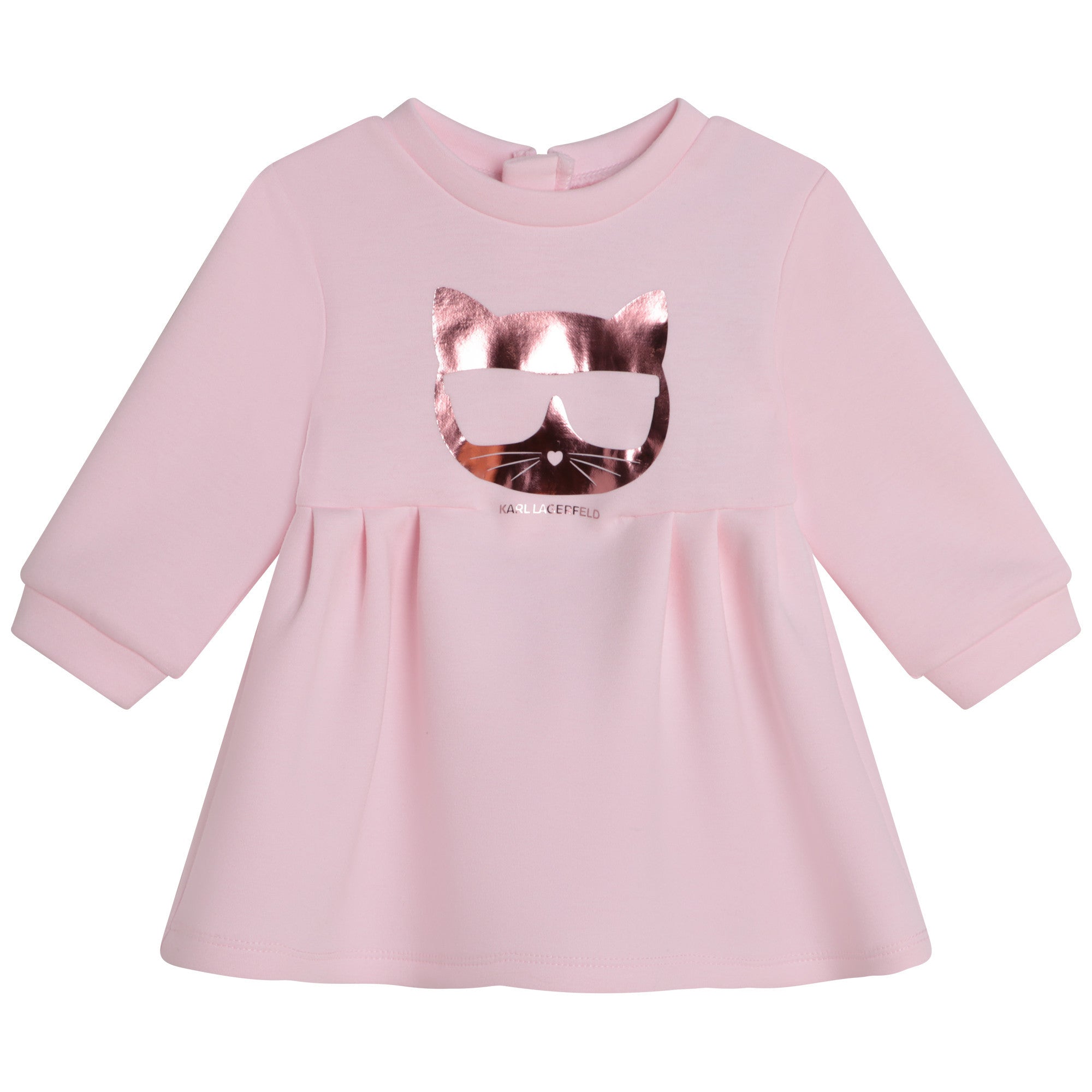 Karl Lagerfeld metallic choupette pink baby dress with long sleeves