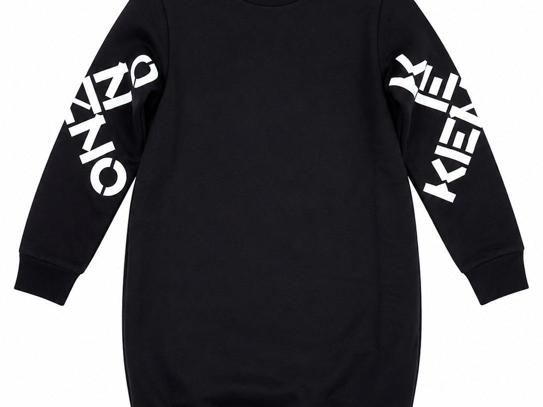 Kenzo Long Sleeve Black Dress for Girls