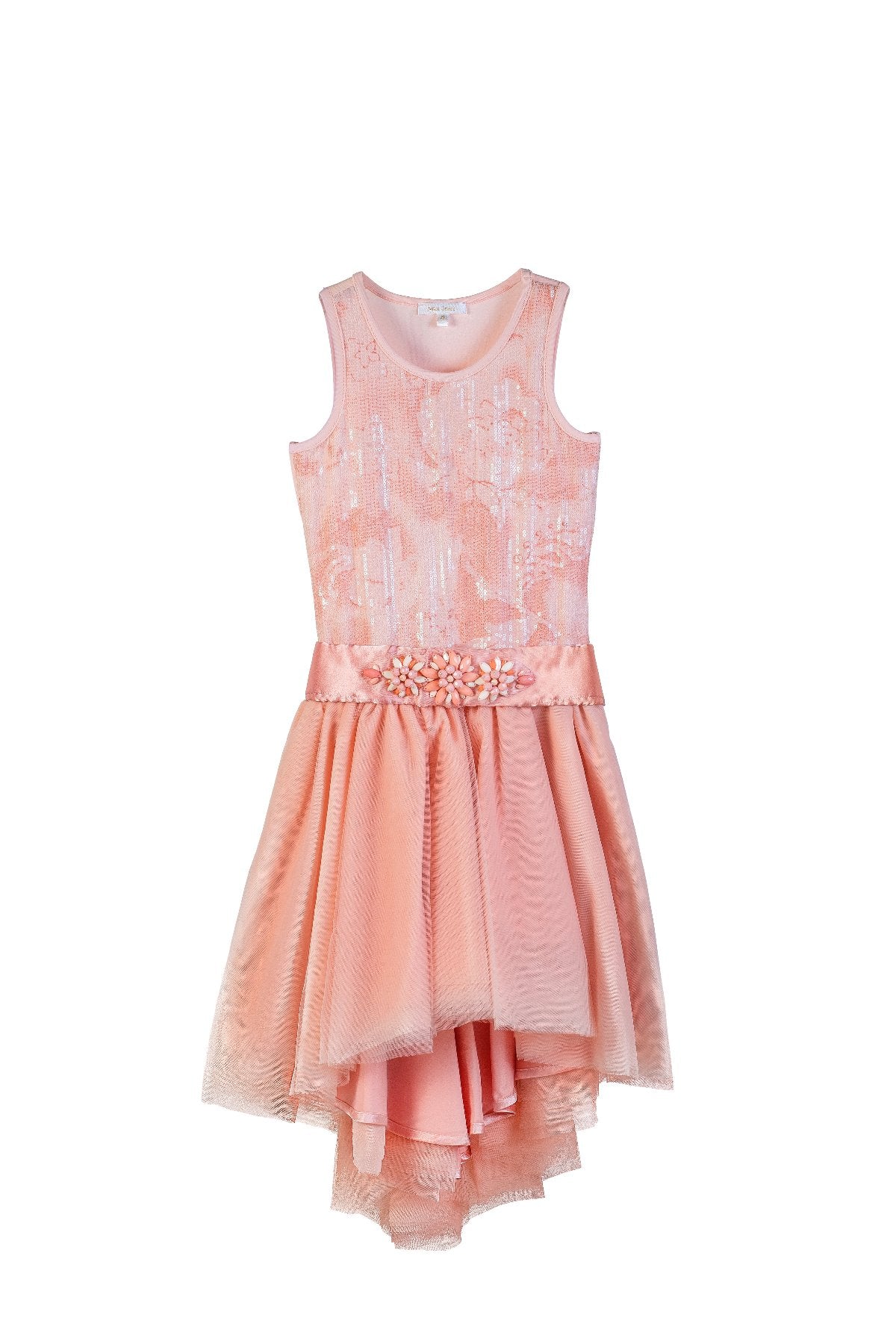 Miss Grant lace flower girl dress with pleated asymetrical skirt