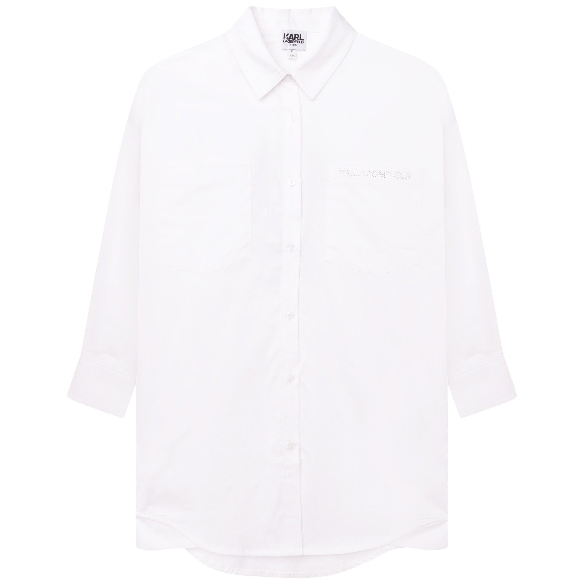 Karl Lagerfeld Girls Cotton Poplin Shirt with a collar, buttons down the front and studs in the back