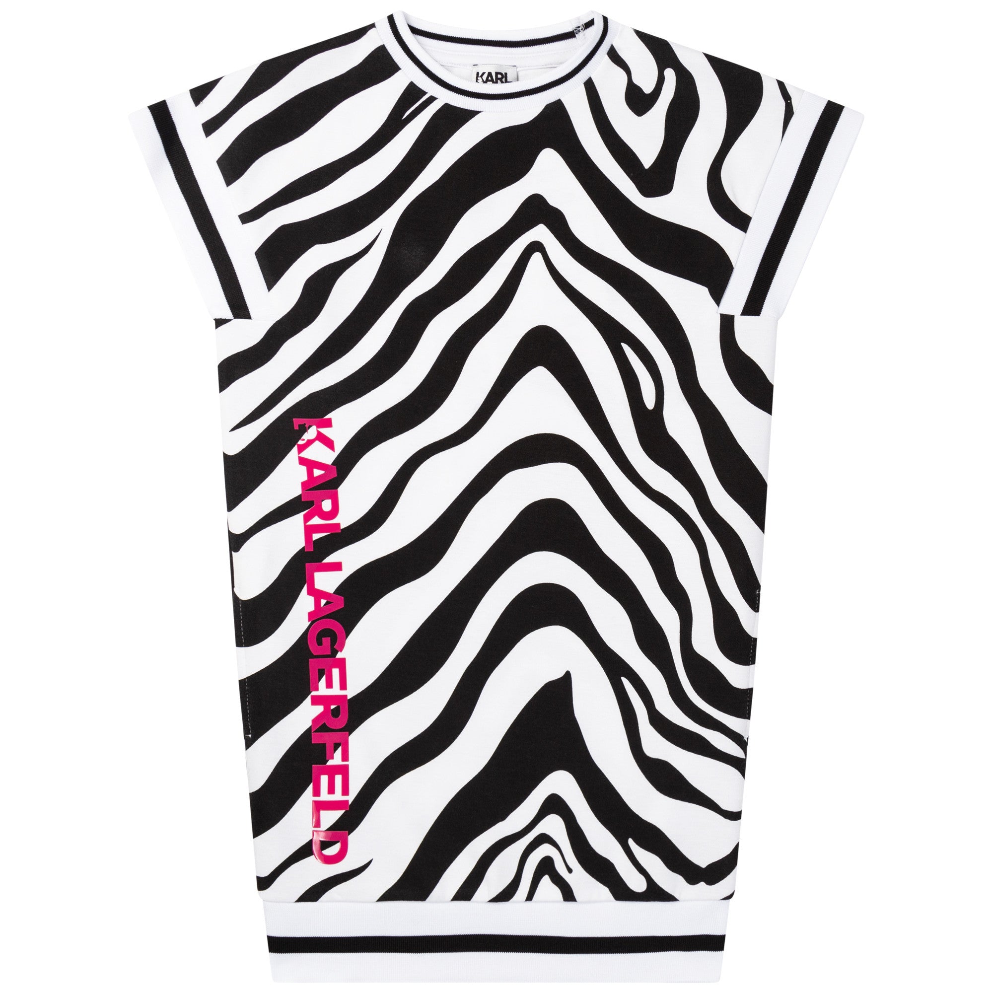 Girls teen white & black zebra print short sleeve t-shirt dress in cotto