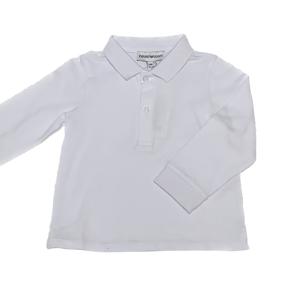 Emporio Armani Long Sleeve Polo Shirt in White