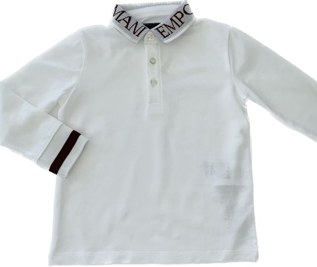 Emporio Armani White Polo Shirt with Logo Collar