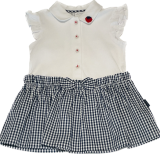 baby girl cotton white polo dress sleeveless navy blue gingham 