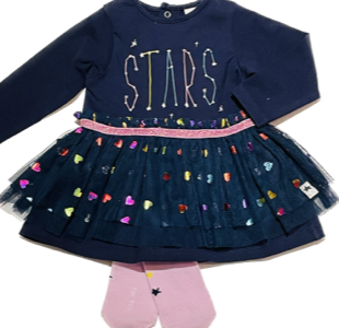 long sleeves tutu dress in cotton with matching leggings