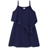 navy blue summer sleeveless dress for girls with adjustable straps