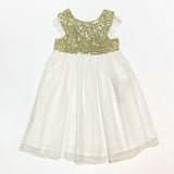 Sequin flower girl's dress white with golden sequins, knee-length