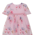 floral chiffon party dress in pink for girls