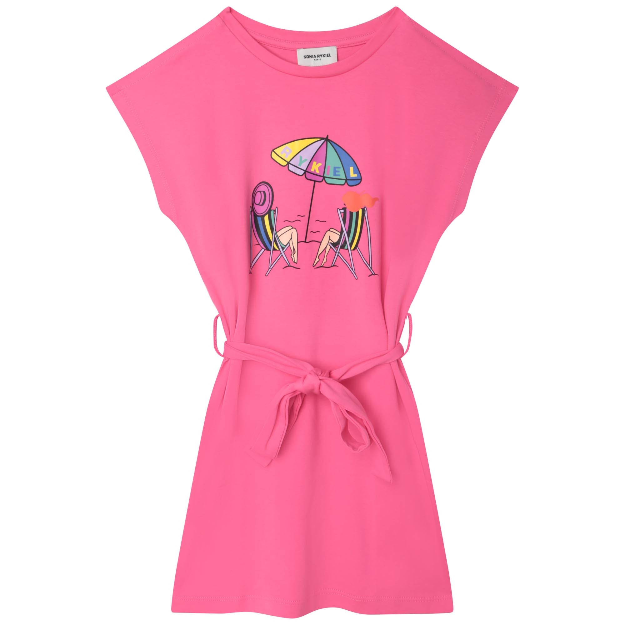 Sonia Rykiel fuchsia cottton summer dress with waist drawstring